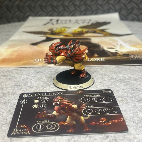 Golem Arcana Base Game Replacement Pieces Sand Lion TDI Base With Card - Picture 3 of 3